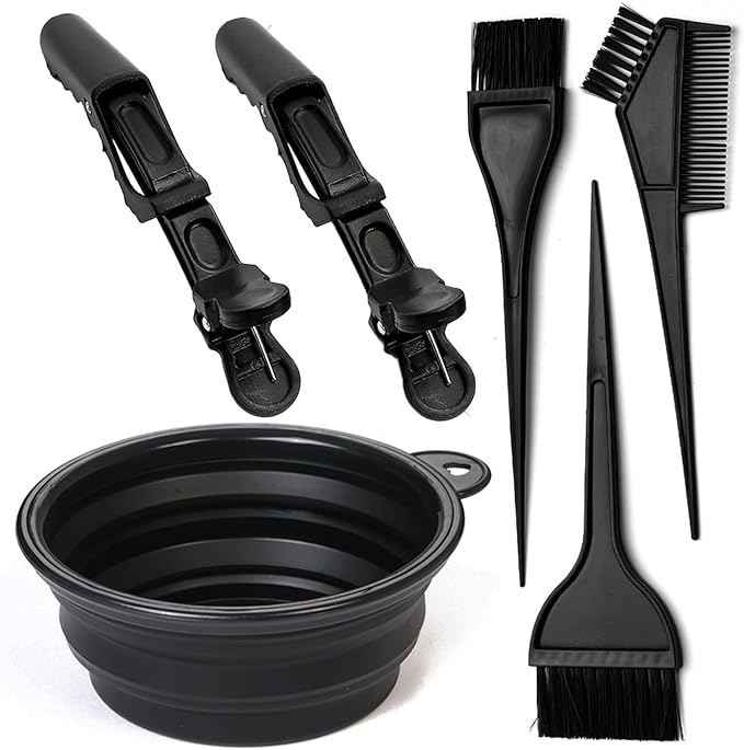 Borogo 6Pcs Professional Salon Hair Coloring Dyeing Kit, Hair Bleach Dit Hair Coloring Products with Hair Dye Brush, Hair Color Bowl, Hair Clips