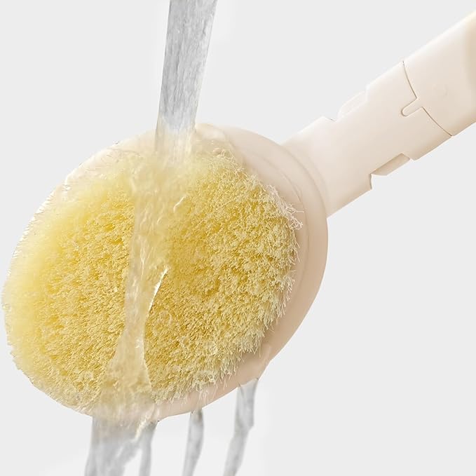 Topfinder Loofah Sponge with Handle,Back Scrubber Brush for Shower, Lotion Applicator for Back,3 in 1 Shower Kit (Purple loofah)