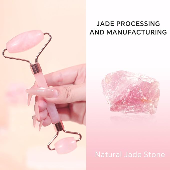 MERIDESSA Jade Roller & Gua Sha Set for Face – 4PCS Natural Facial Massage Tools Kit, Lymphatic Drainage Beauty Set for Depuffing, Skin Firming & Relaxation – Self Care & Gift Ready
