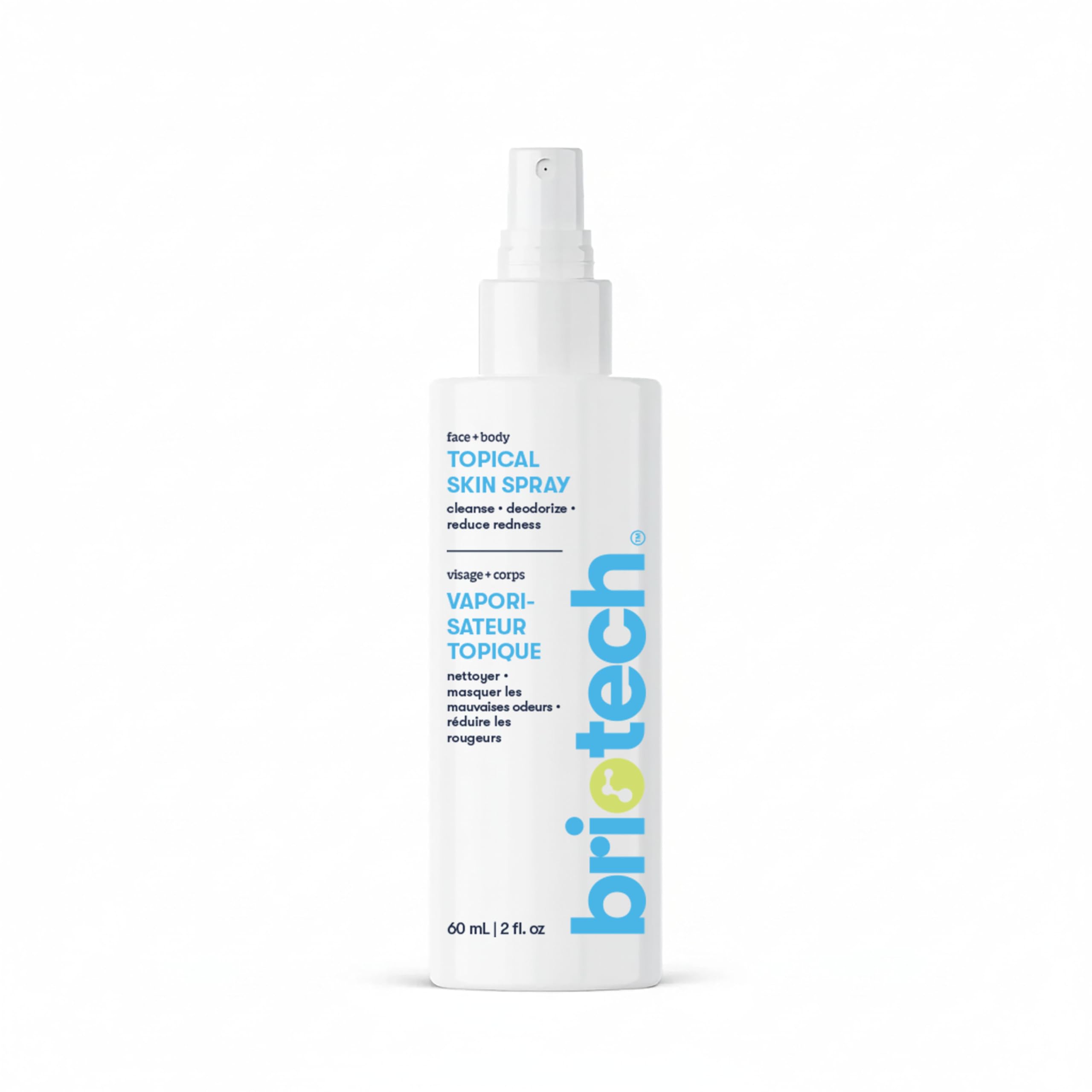 BRIOTECH Topical Skin Spray, Hypochlorous Acid Spray for Sensitive Skin, HOCl Facial Mist, Full Body Support Against Irritation, Calm Redness, Soothe Foot & Scalp, 2 oz Travel Size (2 Pack)