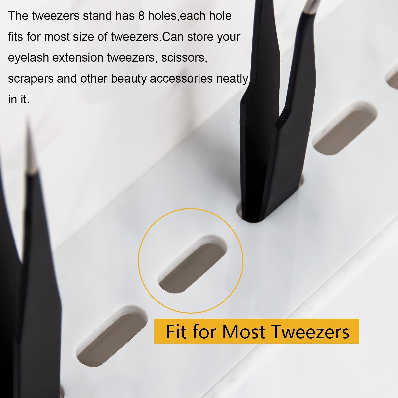 LXIANGN 8 Holes Eyelash Tweezers Holder Case for Lash Extensions, White