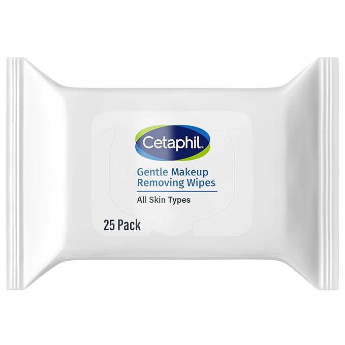 Cetaphil Gentle Makeup Remover Face Wipes, Fragrance Free, 25 Count