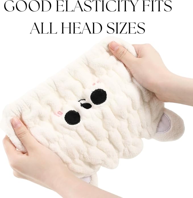 LCBD Microfiber Hair Towel Wrap for Kids, Snow Bear Dry Hair Cap Suck Water, Absorbent Quick Girls Boys Hair Drying Towel, Lightweight Bouncy Hat Headscarf