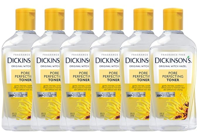 Dickinson's Original Witch Hazel Pore Perfecting Toner | 100% Natural Distilled Witch Hazel | America's #1 Toner | Refines Pores | Removes Impurities & Oil |8 Fl Oz | 6 Count