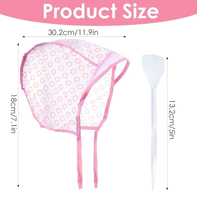 LIQWEI Hair Coloring Kit Highlight Cap, Hair Highlighting Cap, Hairing Coloring Dye Caps Frosting Caps with Plastic Crochet Hook for Salon DIY Dyeing Hairdressing(pink)