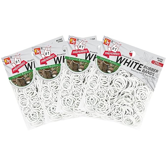 Beauty Town 1000 Pcs Rubber Bands Hair Band Soft Elastic Hair Accessories Braids Mini Hair Ties Stretchy Hair Ties No Damage Rubber Bands for Hair (4-Packs) (White)