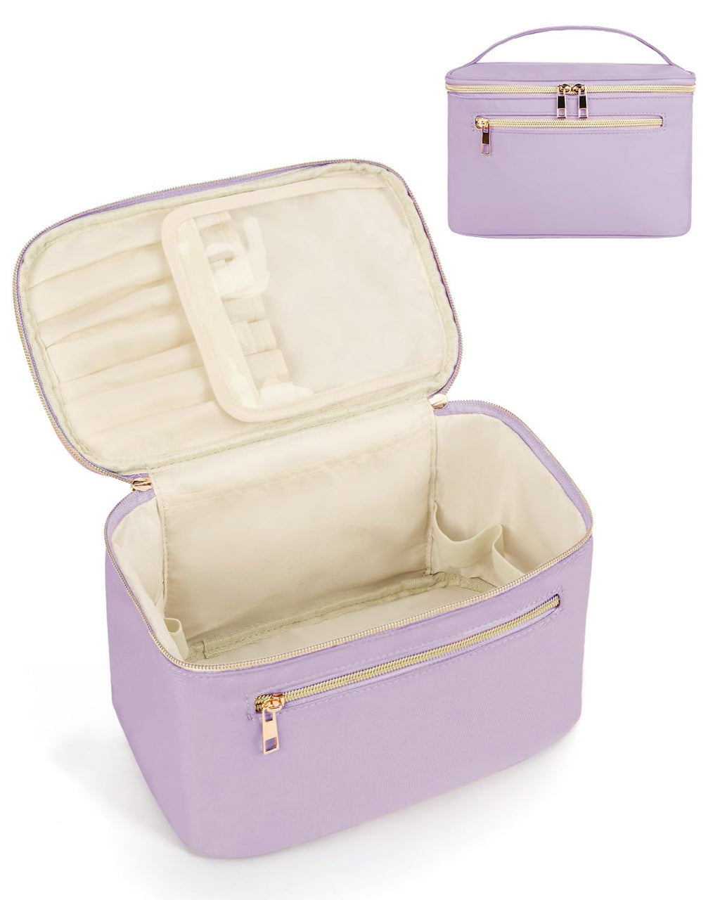 Wandering Nature Makeup Bag, Women Travel Make Up Vanity Case with Handle