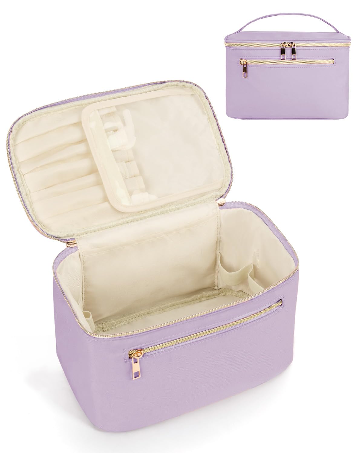 Wandering Nature Makeup Bag, Women Travel Make Up Vanity Case with Handle