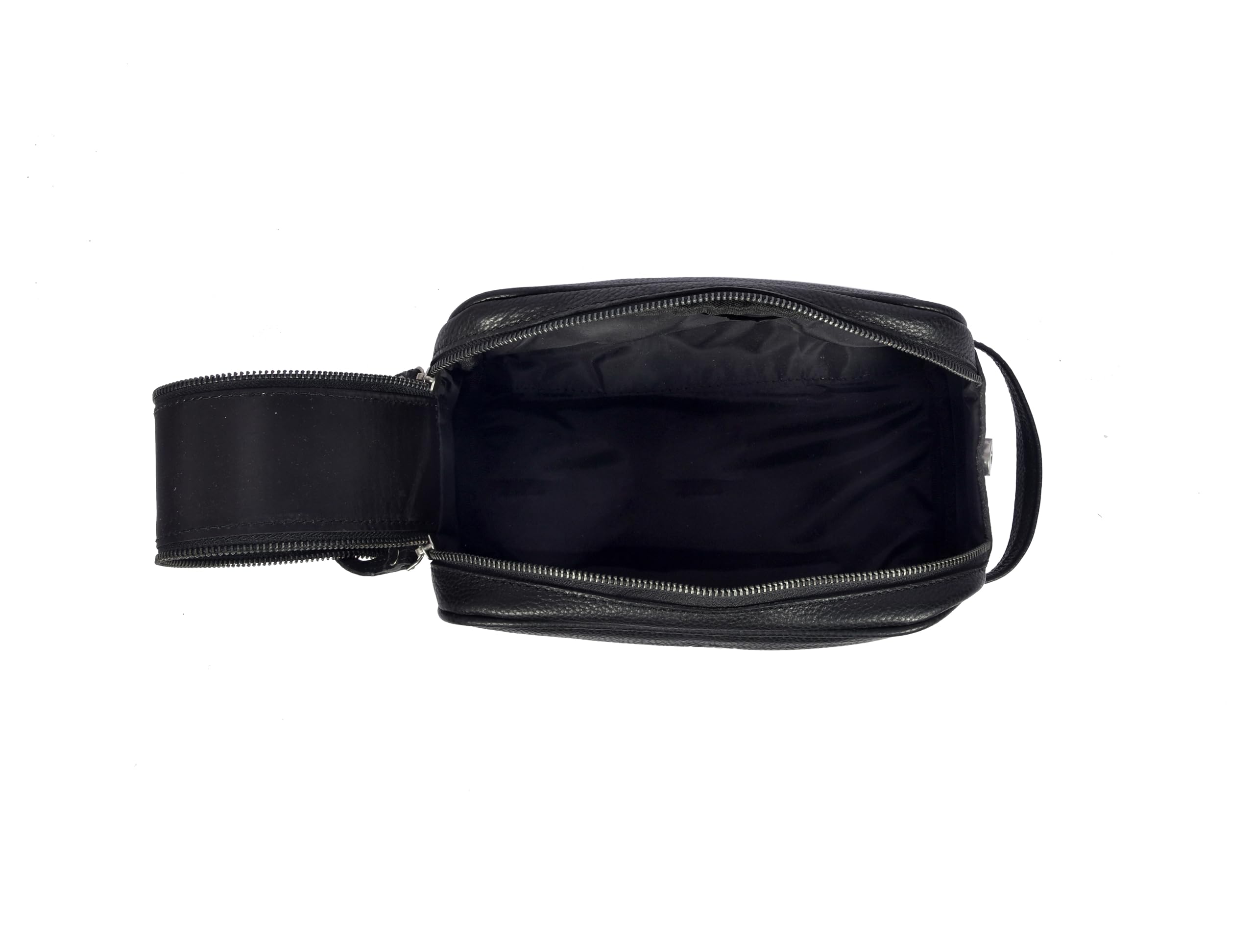 10" Premium Leather Toiletry Travel Pouch With Waterproof Lining | King-Size Handcrafted Vintage Dopp kit By Aaron Leather Goods (Jade Black)