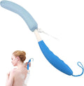 KkaFFe Back Scrubber for Shower，Mesh Sponge Body Shower Brush with Long Handle for Use in Shower Back Scrubber,Back Scrub for Exfoliating Body Scrubber or Shower Brush (Blue and Blue)