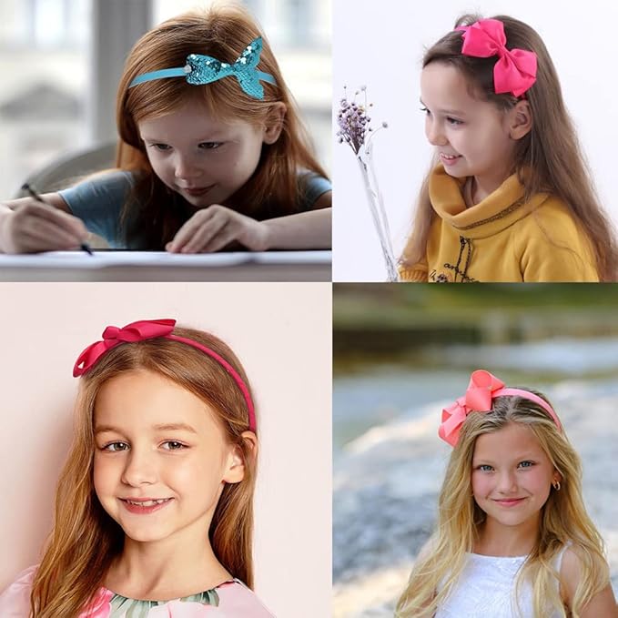 6 Pack Girls Headbands Glitter Kids Hair Accessories Bow/Heart/Star Shaped Sweet Hairband For Toddler/Girls/Teens