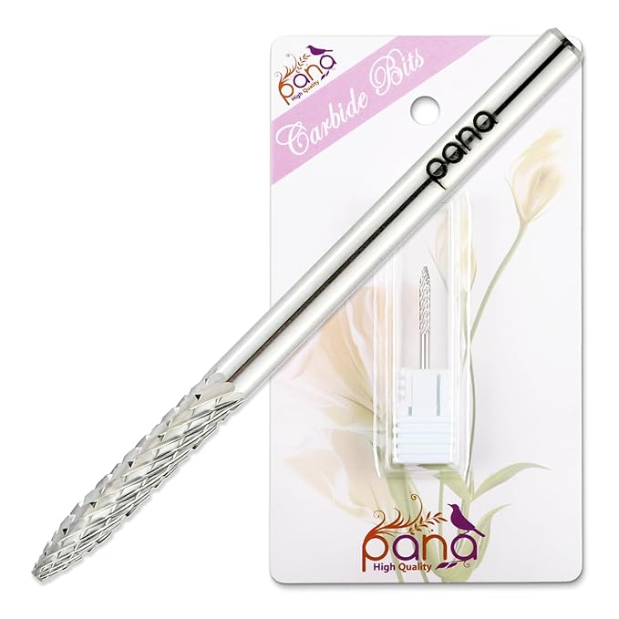 PANA 3/32" Cuticle Clean Nail Carbide Bit for Professional, Nail Salon, Nail Trimmer, Under Nail Cleaner, Electric Drill Machine, Manicure Tools (Silver-UNC, Coarse)