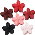 Sisiaipu Flower Hair Clips for Women 6 Pcs Hawaiian Large Claw Clips Plumeria Medium Hair Claw Clips for Thick Thin Hair Hibiscus Tropical Beach Hair Accessories for Women Girls and Girls-Red
