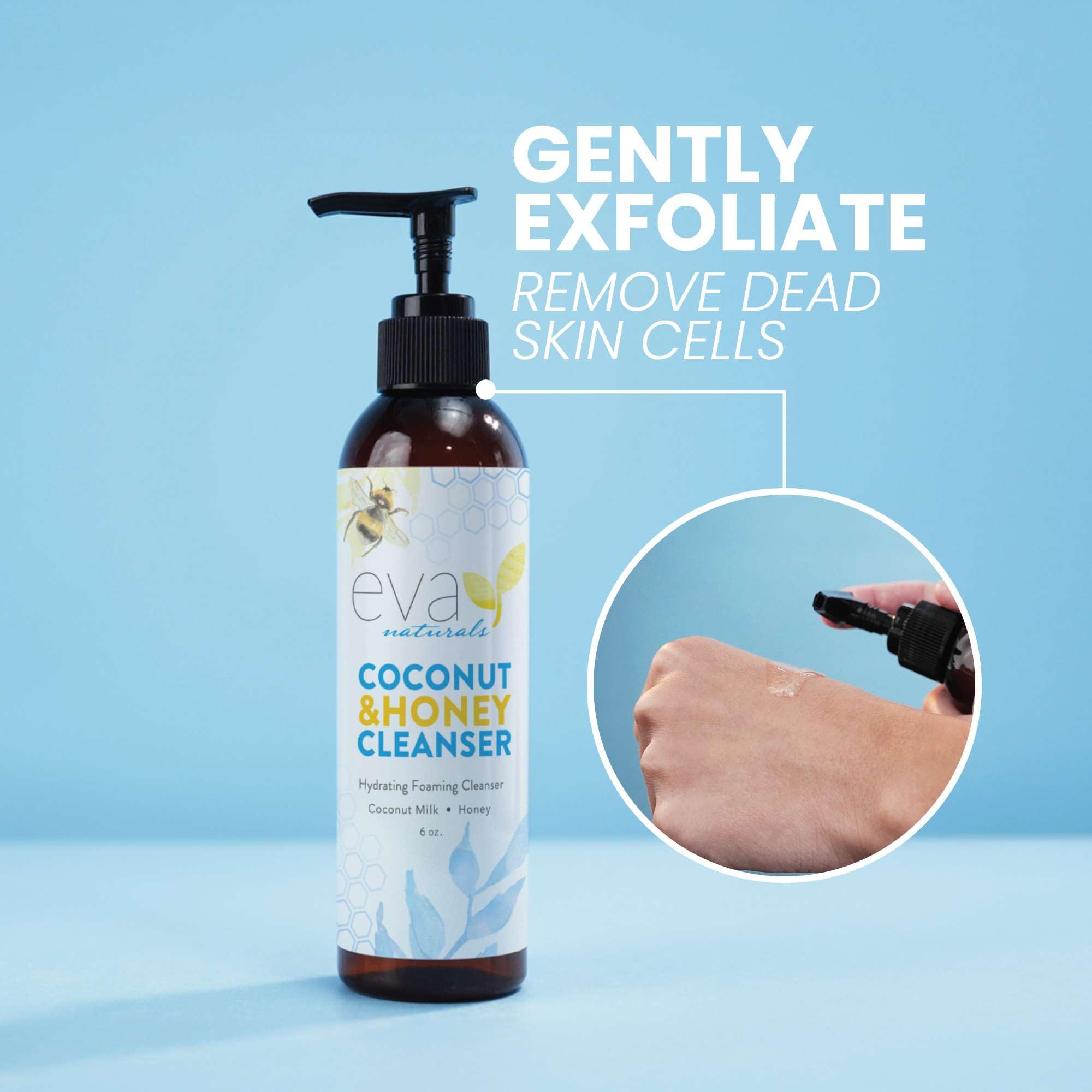 Eva Naturals Coconut & Honey Foaming Face Wash, Aloe & Royal Jelly, 6 oz