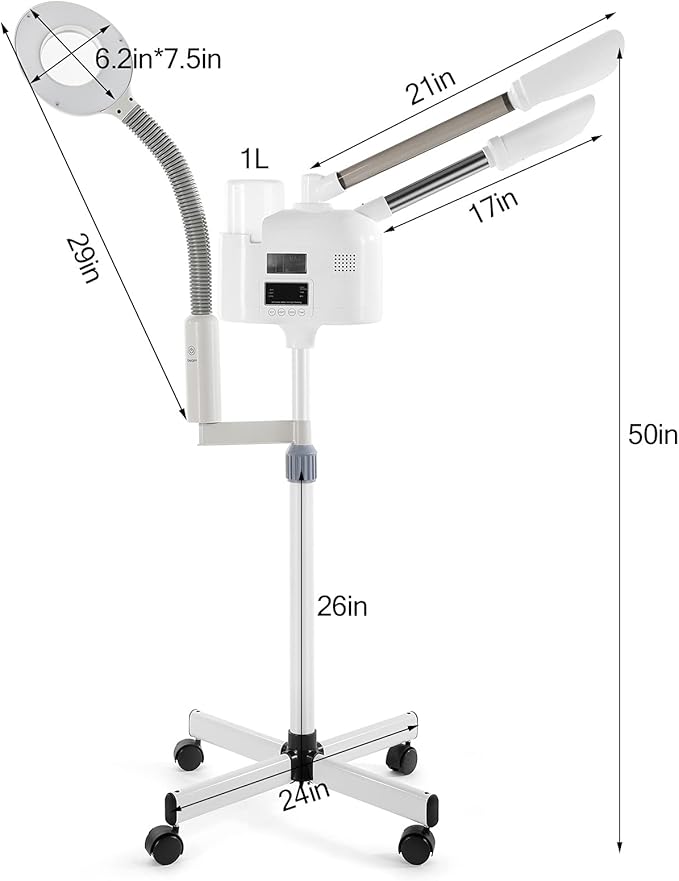 Artist hand Facial Steamer Professional 3 in 1 Hot and Cold Facial Steamer with 5X LED Magnifying Lamp, Esthetician Face Steamer Fast Heating for Beauty Salon Spa Home Use