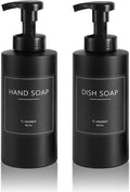 UUJOLY Foaming Soap Dispenser, 17 OZ Refillable Plastic Soap Pump Bottle for Liquid Soap, Shampoo, Body Wash, 2 Pcs, Black
