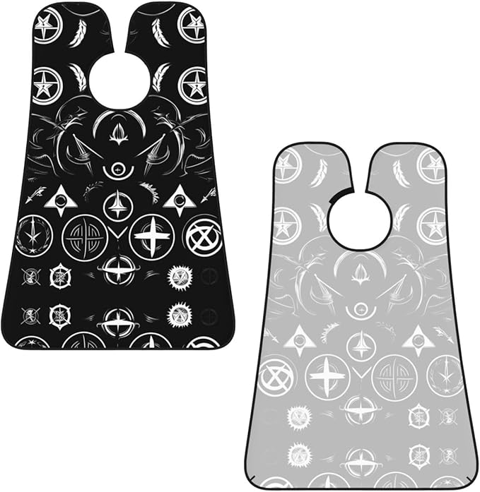NOUZU Supernatural Symbols Black Print Beard Bib Apron For Men, Beard Hair Catcher For Men Shaving Trimming,Beard Cape Cloth
