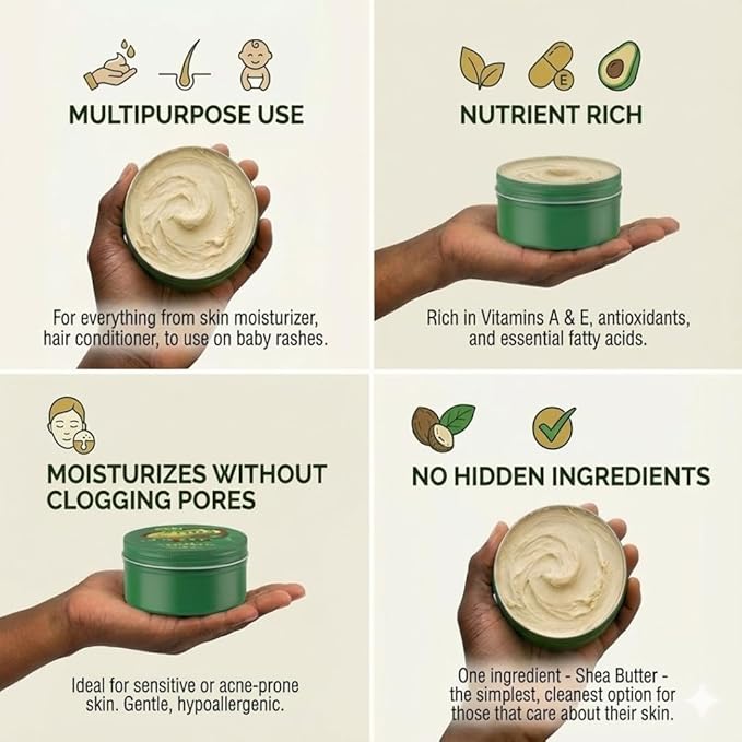 Whipped Shea Butter for Body, Skin & Hair | 2 Pack (14oz Total) | Eczema, Dry Skin, Stretch Marks | African