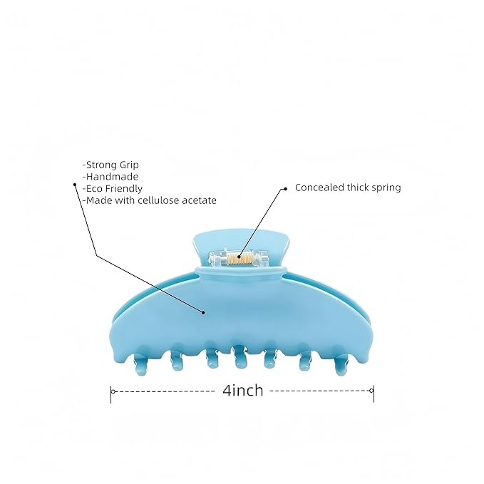 OideGuiing Durable Acetate Hair Clips - 4-Inch Wathet Blue Claw Clips for Fine and Thick Hair (Wathet Blue)