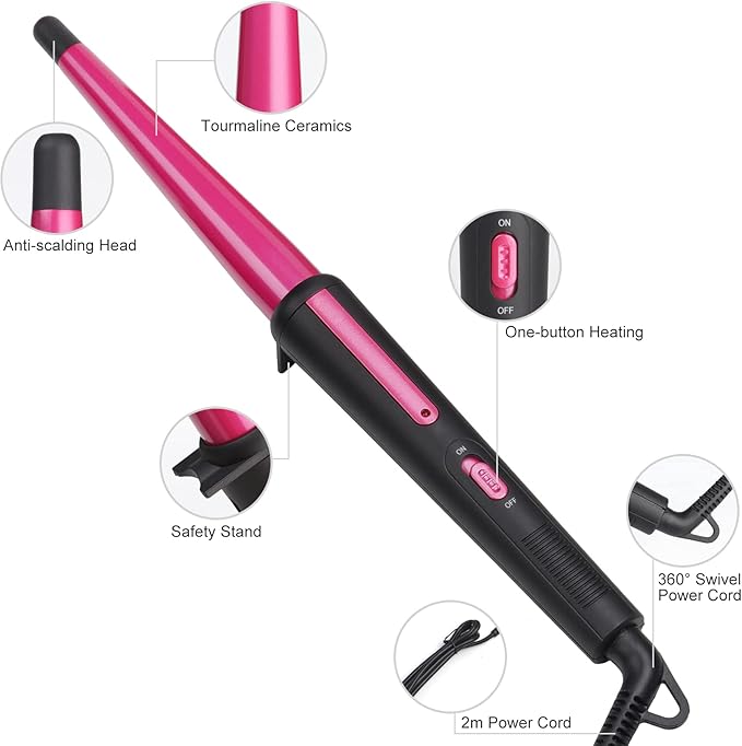 Hair Curling Iron,Curling Wand 0.5-1",210℃ for Classic Curls&Natural Waves