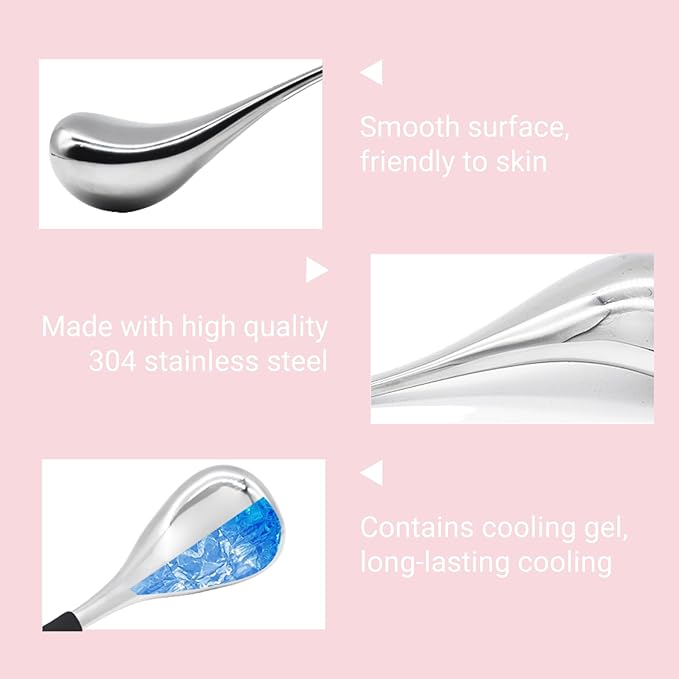 AOSHAWN Cooling Globes for Face and Eyes, Ice Globes for Facials, Stainless Steel Cryo Sticks for Women and Ladies, Skin Care Tools Spa Roller, Anti-Aging, Wrinkles and Puffiness Relief (White)