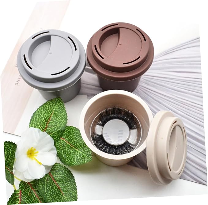 3pcs False Eyelash Storage Box Durable Cases for False Eyelash Organization Portable Design Dark Brown Advanced Gray Oatmeal