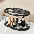 Bathroom Countertop Organizer, 2 Tier Bathroom Organizer and Storage, Acrylic Vanity Organizer Standing Holder Shelf, Perfume Makeup Skincare Cosmetic Desk Organizer for Bedroom Dressing Table, Black
