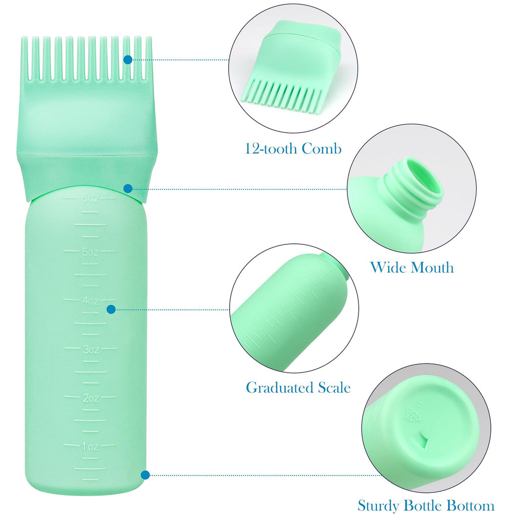 Cosywell 3 Pack 6 Ounce Hair Oil Applicator Bottle, Black Blue Green
