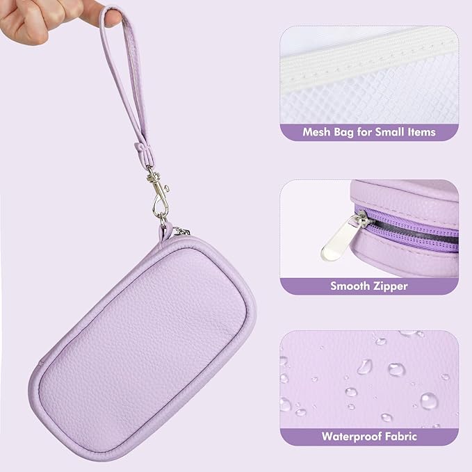 Tampon Holder for Purse, Portable Period Bag with Handle,Travel Pads Tampons Pouch, Pu Leather Small Tampon Organizer Case for Feminine Products, Waterproof Period Bags for Women