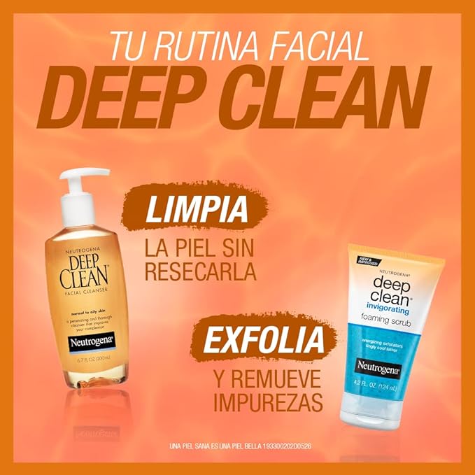 Neutrogena Deep Clean Daily Facial Cleanser with Beta Hydroxy Acid for Normal to Oily Skin,Alcohol-Free,Oil-Free & Non-Comedogenic,6.7 fl. oz,(Pack of 2)