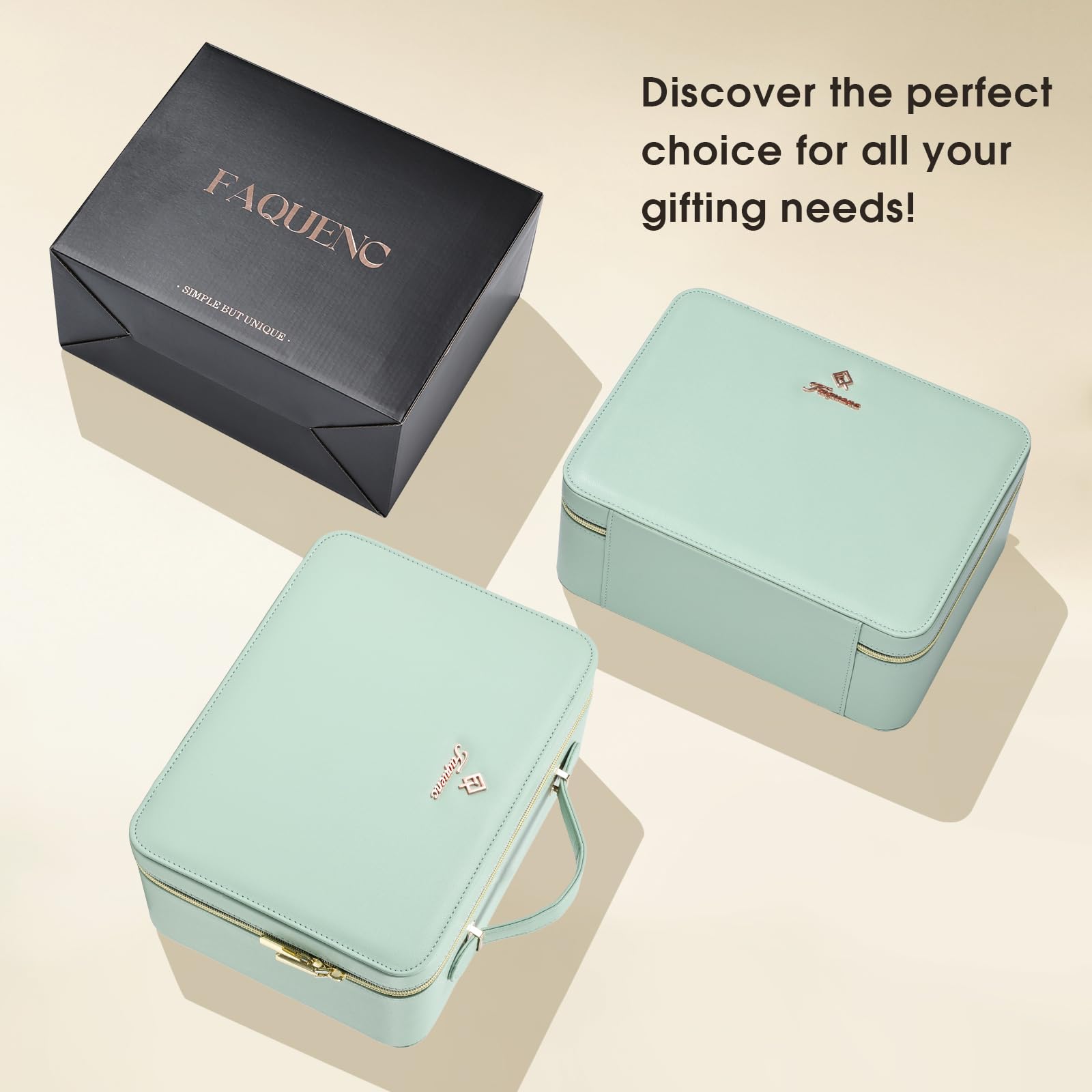 Leather Makeup Case with LED Lighted Mirror 11.4 Inch Travel Makeup Bag Adjustable Brightness in 3 Colors Cosmetic Organizer Artist Storage Bag with Dividers Brush Holder Storage Vanity Watery Blue