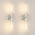 OIYIO Brushed Nickel Wall Sconces Set of 2, Modern Bathroom Vanity Lights for Mirror, Wall Light Fixtures with Milk Glass for Bathroom, Bedroom, Hallway, E26 Base, Bulbs Required, 22.05 Inch