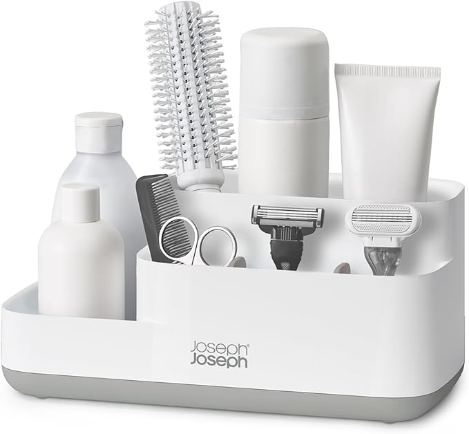 Joseph Joseph EasyStore - Bathroom Storage Countertop Caddy Organizer for Bathroom Accessories - Grey/White