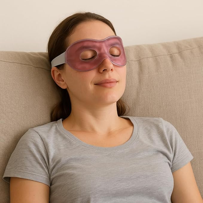 Adjustable Strap Soothing Therapeutic Gel Eye Mask for Hot or Cold Relief - Ideal for Migraine, Stress, and Puffy Eyes Spa Relieve Stress and Tension Dark Circles, Headaches, Migraines (Pink)