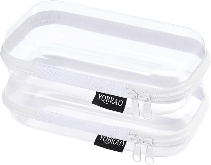 YQBRAO Clear Hard Shell Organizer Set, 2-Pack, White