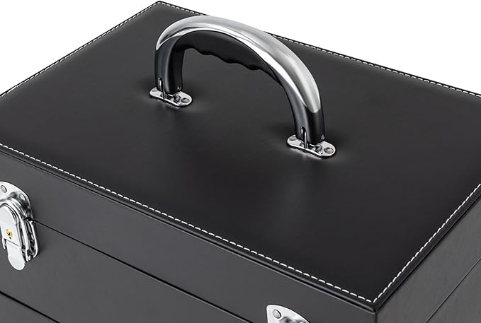 SuiYuLn 44.09lbs Lockable Makeup Train Case,Rolling Hairdressing Trolley,Beauty Salon Cosmetic Luggage with Universal Wheels for Hair Stylist,Make-up Artists (Black 6)