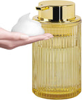 Tonxus Foaming Soap Dispenser, 12 Oz Amber Glass Foam Hand Soap Dispenser, Refillable Lotion Soap Dispenser with Removable Pump for Kitchen Hand Wash Dispenser, Modern Slim Ribbed Bottle for Decor