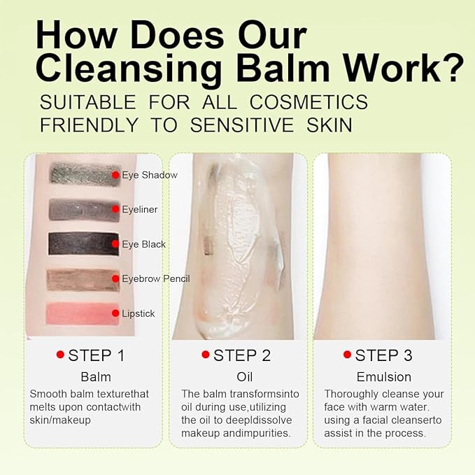 GANBADEI Makeup Cleaning Balm, Cleansing Balm Makeup Remover, Deep Cleaning, Makeup Cleansing Balm for Waterproof Eye Face Lip Makeup, Makeup Melting Cleansing Balm 100g