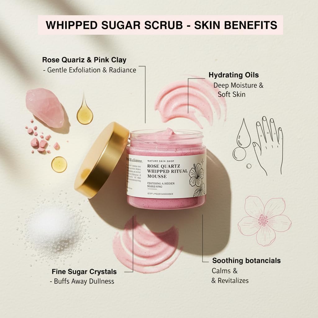 Nature Skin Shop Vanilla Nectar Ritual Polish – Exfoliating & Hydrating Body Scrub, 8oz