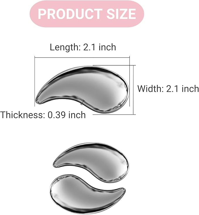AOSHAWN Mini Cooling Eye Pad for Puffy Eyes - Unbreakable Stainless Steel Eye Mask for Anti-Aging, Wrinkles and Puffiness Relief - Hot or Cold Therapy - Suitable for All Ages (Silver)