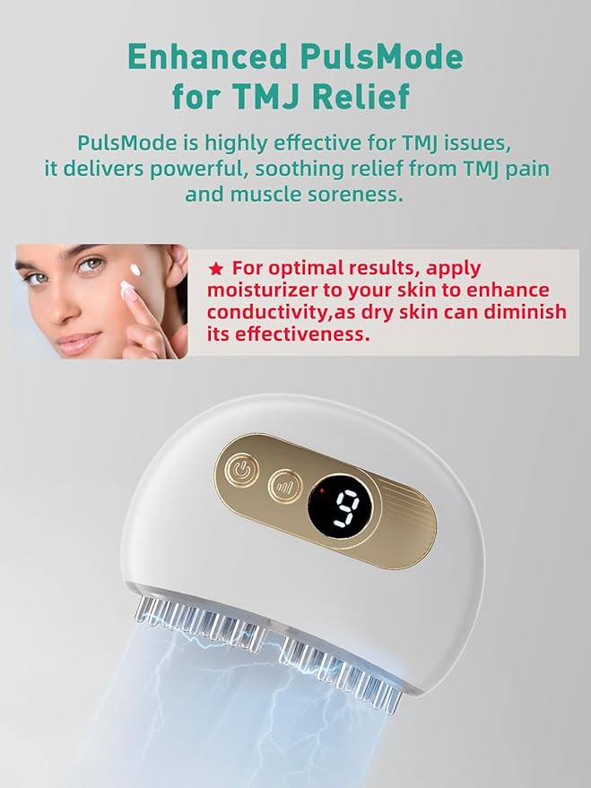 Zaybuon TMJ Relief Products Jaw, TMJ Relief Massager, Vibration and Heating, Ergonomic Multi-Needle Design TMJ Massage Tool, Effective Jaw & Neck Pain, Grinding and Clenching Teeth Relief (White)