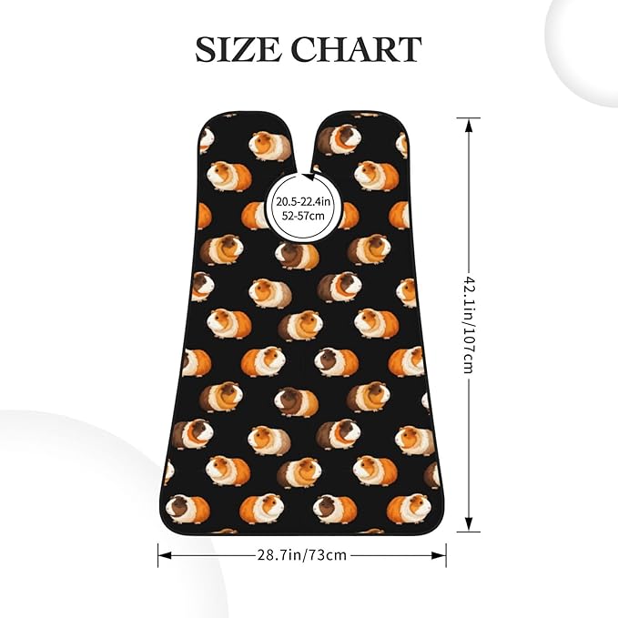 Waterproof Beard Trimming Bib, Non-Stick Hair Catcher for Men Shaving, Grooming Apron for Husband Dad, Cute Cartoon Guinea Pigs Black Shave Bib