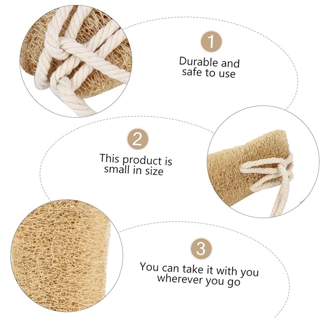 minkissy 3pcs Exfoliating Loofah Back Scrubber Strap for Shower Natural Cotton Material Soft and Comfortable Back Washer for Deep Cleaning Bathing Accessory for Body Care
