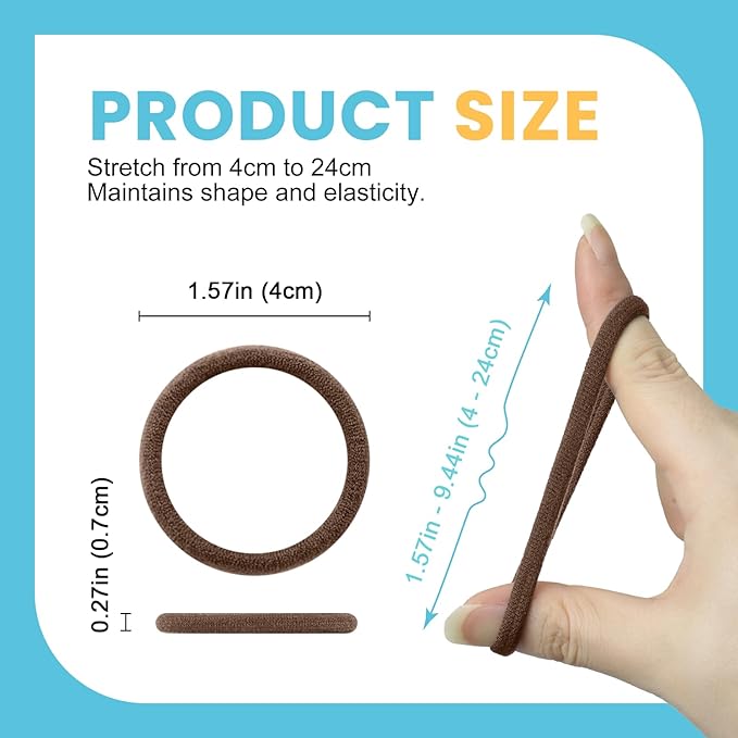 HOYOLS Soft Hair Ties, Seamless Ponytail Holders 100 pcs