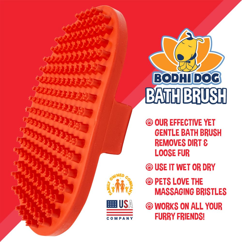 Bodhi Dog Shampoo Brush - Pet Grooming & Bath Supplies for Dogs and Cats - Bath Brush for Long & Short Hair - Premium Scrubber for Shower, Showerhead, Sprayer & Bathing (One Pack, Red)