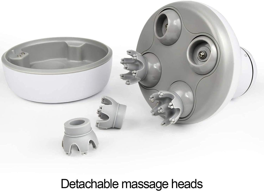 cotsoco Electric Scalp Head & Back Massager, Cordless Hair Massage Waterproof Head Massager with 4 Heads 84 Nodes for Hair Growth, Stress Relief & Deep Clean, Gifts for Men Women, White