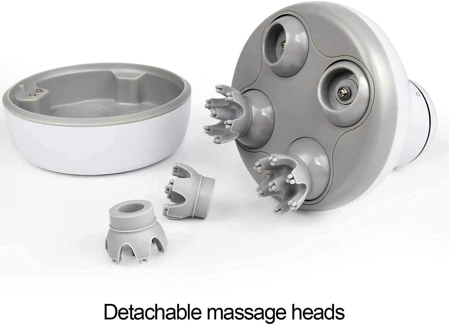 cotsoco Electric Scalp Head & Back Massager, Cordless Hair Massage Waterproof Head Massager with 4 Heads 84 Nodes for Hair Growth, Stress Relief & Deep Clean, Gifts for Men Women, White