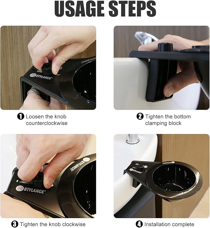 Hair Color Bowl Holder for Basin – Toning Tub Hair Dye Bowls for Hairstylist, Suction to Sink or Shampoo Station for Easy Toning- Black