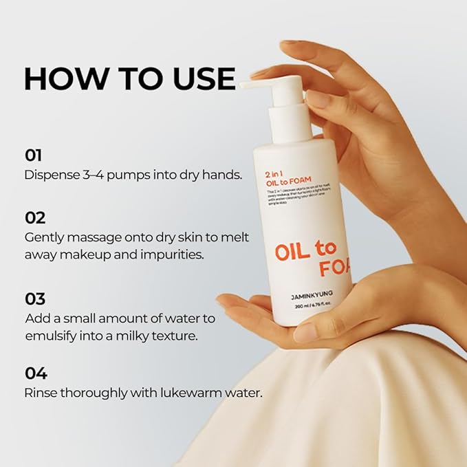 Jaminkyung 1-Step Oil-to-Foam Face Cleanser, Pore Minimizing & Blackhead Remover, Melting Cleansing Oil for Daily Makeup Removal, Sebum Control Korean Skin Care (6.76 fl oz)