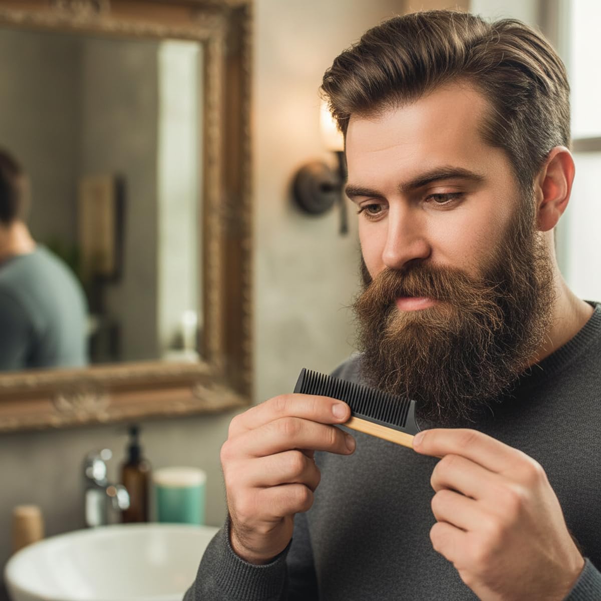 Natural Handmade Bamboo Hair Combs for Women Men, Anti-Static for All Hairstyles & Beard(6.1 in)